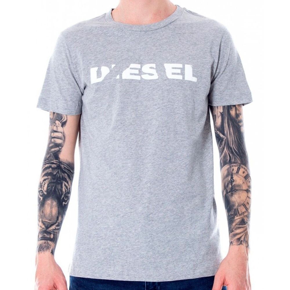 Diesel T Deigo Brok Mens Grey Crew Neck Short Sleeve Tshirt Sz Med